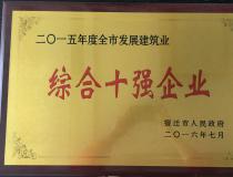 二〇一五年度全市發(fā)展建筑業(yè)綜合十強(qiáng)企業(yè)