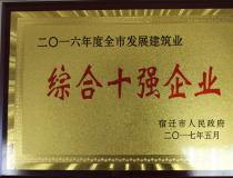 二〇一六年度全市發(fā)展建筑業(yè)綜合十強(qiáng)企業(yè)