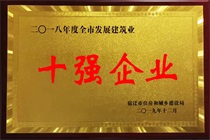 二〇一八年度全市發(fā)展建筑業(yè)十強(qiáng)企業(yè)